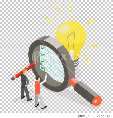 3D Isometric Flat  Conceptual Illustration of Market Research, Data Anaysis, Business Improvmnent and Optimization 112266248