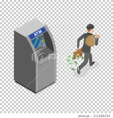 3D Isometric Flat Conceptual Illustration of ATM Fraud, Cyber Threats 3D Isometric Flat Conceptual Illustration of ATM Fraud, Cyber Threats 112266254