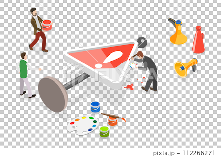 3D Isometric Flat Conceptual Illustration of Caution or Warning Sign, Attention Symbol 3D Isometric Flat Conceptual Illustration of Caution or Warning Sign, Attention Symbol 112266271