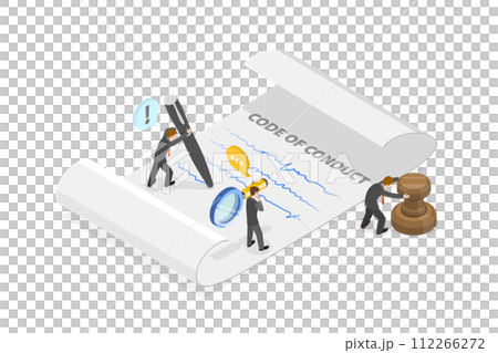 3D Isometric Flat  Conceptual Illustration of Code Of Conduct, Business Ethics 112266272