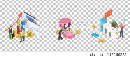 3D Isometric Flat Conceptual Illustration of Money And Finances, Bill Payment, Bankruptcy 3D Isometric Flat Conceptual Illustration of Money And Finances, Bill Payment, Bankruptcy 112266281