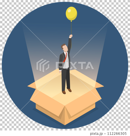 3D Isometric Flat  Conceptual Illustration of Thinking Outside the Box, Innovation or Creative Idea 112266305