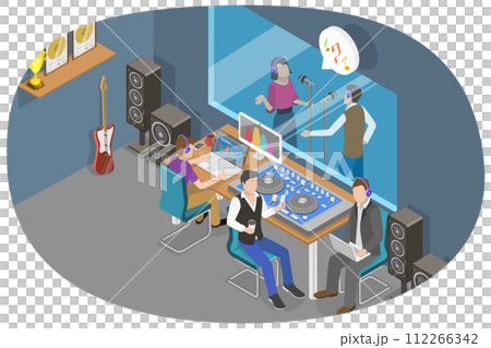 3D Isometric Flat Conceptual Illustration of Audio Production Studio 3D Isometric Flat Conceptual Illustration of Audio Production Studio 112266342