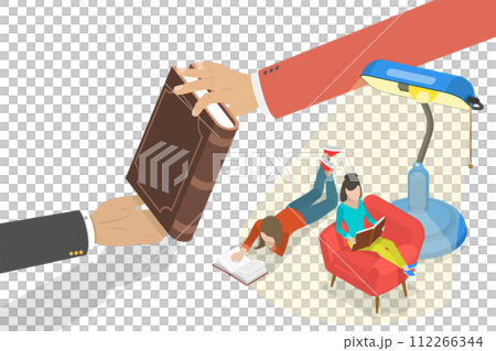 3D Isometric Flat  Conceptual Illustration of Book Swaping 112266344