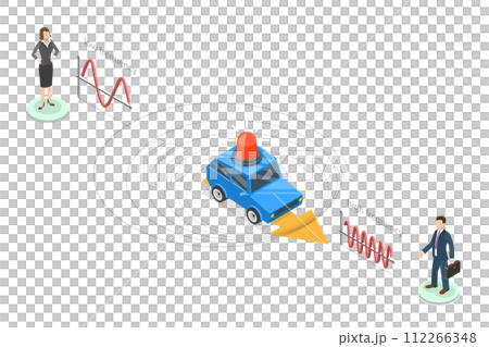 3D Isometric Flat  Conceptual Illustration of Doppler Effect 112266348