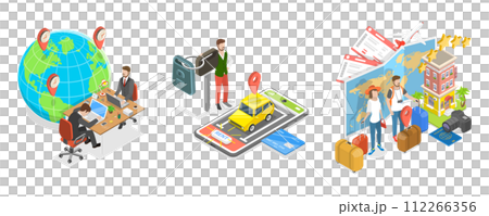3D Isometric Flat Conceptual Illustration of World Traveling 3D Isometric Flat Conceptual Illustration of World Traveling 112266356