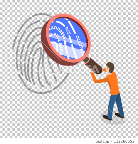 3D Isometric Flat  Conceptual Illustration of Biometric Information 112266358