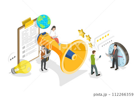 3D Isometric Flat  Conceptual Illustration of PR - Public Relations 112266359