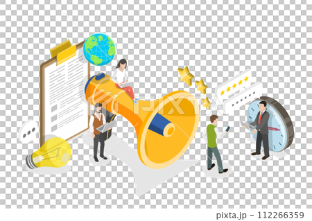 3D Isometric Flat  Conceptual Illustration of PR - Public Relations 112266359