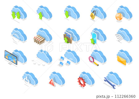 3D Isometric Flat Icon Set. Cloud Technologiesのイラスト素材 [112266360] - PIXTA
