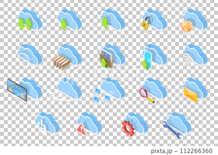 3D Isometric Flat Icon Set. Cloud Technologiesのイラスト素材 [112266360] - PIXTA