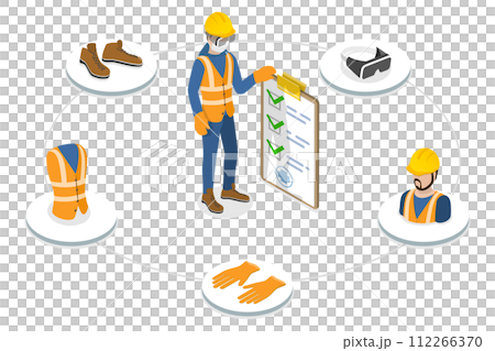 3D Isometric Flat Conceptual Illustration of Occupational Safety 3D Isometric Flat Conceptual Illustration of Occupational Safety 112266370