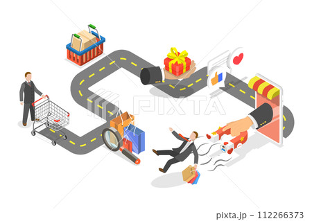 3D Isometric Flat Conceptual Illustration of Customer Journey 3D Isometric Flat Conceptual Illustration of Customer Journey 112266373