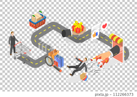 3D Isometric Flat Conceptual Illustration of Customer Journey 3D Isometric Flat Conceptual Illustration of Customer Journey 112266373