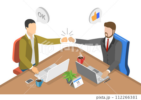 3D Isometric Flat Conceptual Illustration of Fist Bump 3D Isometric Flat Conceptual Illustration of Fist Bump 112266381