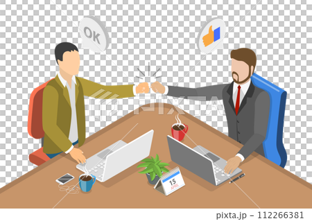 3D Isometric Flat Conceptual Illustration of Fist Bump 3D Isometric Flat Conceptual Illustration of Fist Bump 112266381