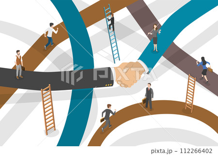 3D Isometric Flat Conceptual Illustration of Partnership And Collaboration 3D Isometric Flat Conceptual Illustration of Partnership And Collaboration 112266402