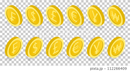 3D Isometric Flat Conceptual Illustration of World Currency Coins 3D Isometric Flat Conceptual Illustration of World Currency Coins 112266409