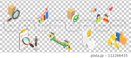 3D Isometric Flat  Conceptual Illustration of Quality Control 112266435