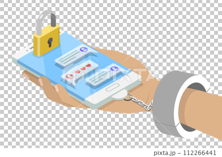 3D Isometric Flat  Conceptual Illustration of Nomophobia 112266441