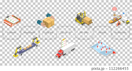 3D Isometric Flat Conceptual Illustration of Logistics 3D Isometric Flat Conceptual Illustration of Logistics 112266455