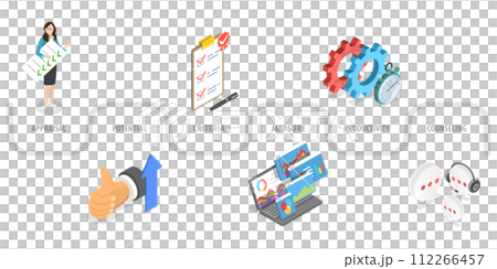3D Isometric Flat  Conceptual Illustration of Performance Appraisal 112266457