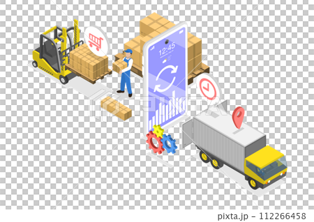 3D Isometric Flat  Conceptual Illustration of Effective Procurement Process 112266458