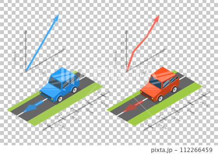 3D Isometric Flat Conceptual Illustration of Uniform And Non-uniform Motion 3D Isometric Flat Conceptual Illustration of Uniform And Non-uniform Motion 112266459