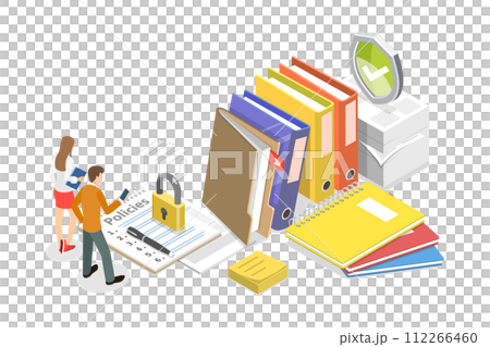 3D Isometric Flat Conceptual Illustration of Policies and Procedures 3D Isometric Flat Conceptual Illustration of Policies and Procedures 112266460