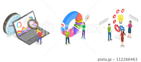 3D Isometric Flat Conceptual Illustration of Marketing Research Strategies 3D Isometric Flat Conceptual Illustration of Marketing Research Strategies 112266463