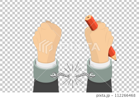 3D Isometric Flat  Conceptual Illustration of Media Freedom 112266468