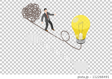 3D Isometric Flat Conceptual Illustration of Simple Solution 3D Isometric Flat Conceptual Illustration of Simple Solution 112266491