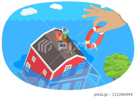 3D Isometric Flat  Conceptual Illustration of Underwater Mortgage 112266494