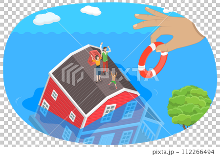 3D Isometric Flat  Conceptual Illustration of Underwater Mortgage 112266494