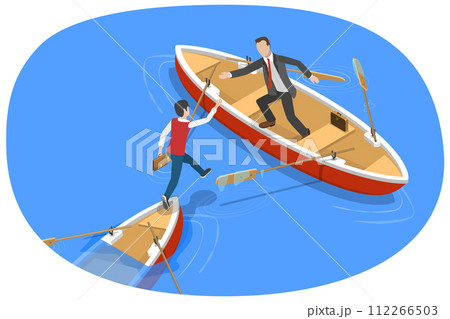 3D Isometric Flat  Conceptual Illustration of Business Help 112266503