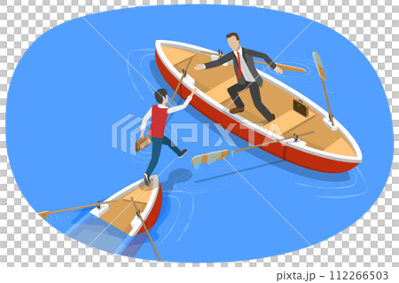 3D Isometric Flat  Conceptual Illustration of Business Help 112266503