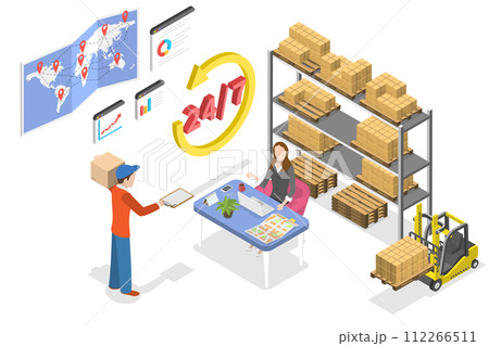 3D Isometric Flat Conceptual Illustration of Logistics Supplier 3D Isometric Flat Conceptual Illustration of Logistics Supplier 112266511