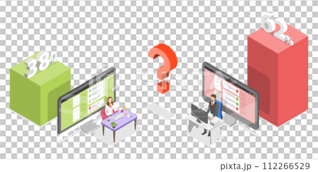 3D Isometric Flat  Conceptual Illustration of Split Testing 112266529