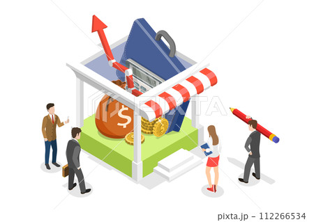 3D Isometric Flat  Conceptual Illustration of Business Transparency 112266534