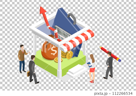 3D Isometric Flat  Conceptual Illustration of Business Transparency 112266534