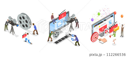 3D Isometric Flat Conceptual Illustration of Motion Design Studio 3D Isometric Flat Conceptual Illustration of Motion Design Studio 112266536