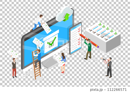 3D Isometric Flat Conceptual Illustration of Voting Online 3D Isometric Flat Conceptual Illustration of Voting Online 112266571