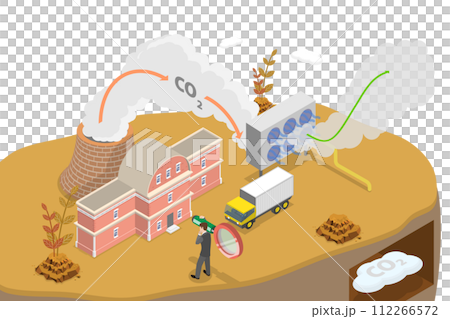 3D Isometric Flat Conceptual Illustration of Carbon Capture 3D Isometric Flat Conceptual Illustration of Carbon Capture 112266572