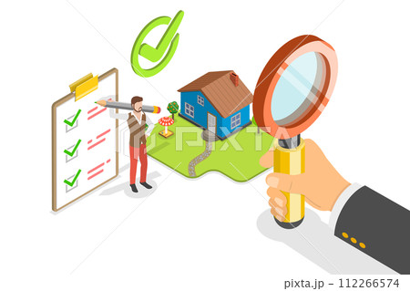 3D Isometric Flat Conceptual Illustration of Property Value Assessment 3D Isometric Flat Conceptual Illustration of Property Value Assessment 112266574