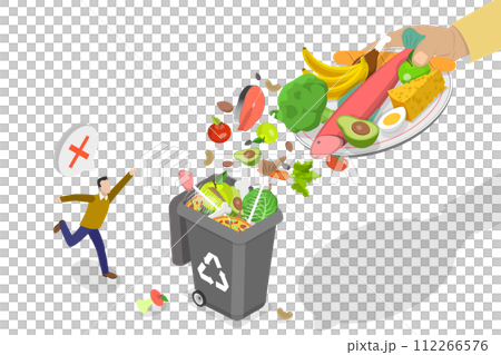 3D Isometric Flat Conceptual Illustration of Reducing Food Waste 3D Isometric Flat Conceptual Illustration of Reducing Food Waste 112266576