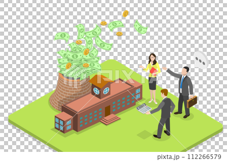 3D Isometric Flat  Conceptual Illustration of Carbon Pollution Pricing 112266579