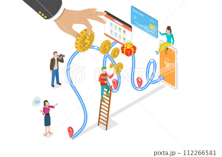 3D Isometric Flat  Conceptual Illustration of Customer Journey 112266581