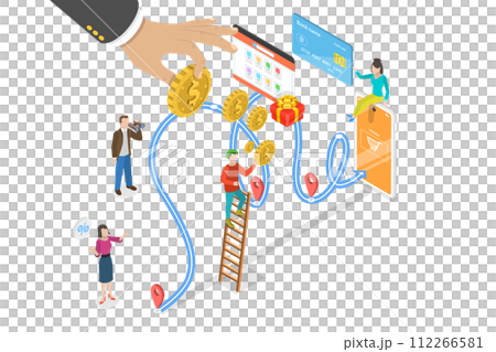 3D Isometric Flat  Conceptual Illustration of Customer Journey 112266581
