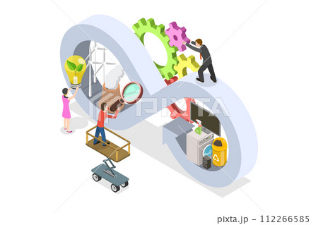 3D Isometric Flat Conceptual Illustration of Circular Economy 3D Isometric Flat Conceptual Illustration of Circular Economy 112266585