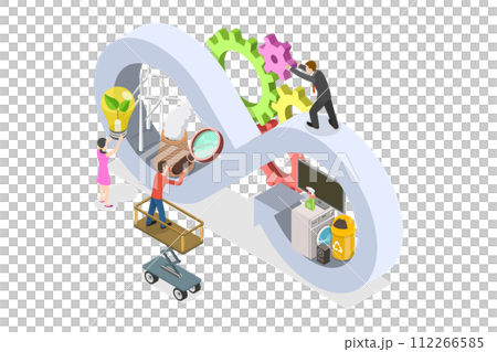 3D Isometric Flat Conceptual Illustration of Circular Economy 3D Isometric Flat Conceptual Illustration of Circular Economy 112266585
